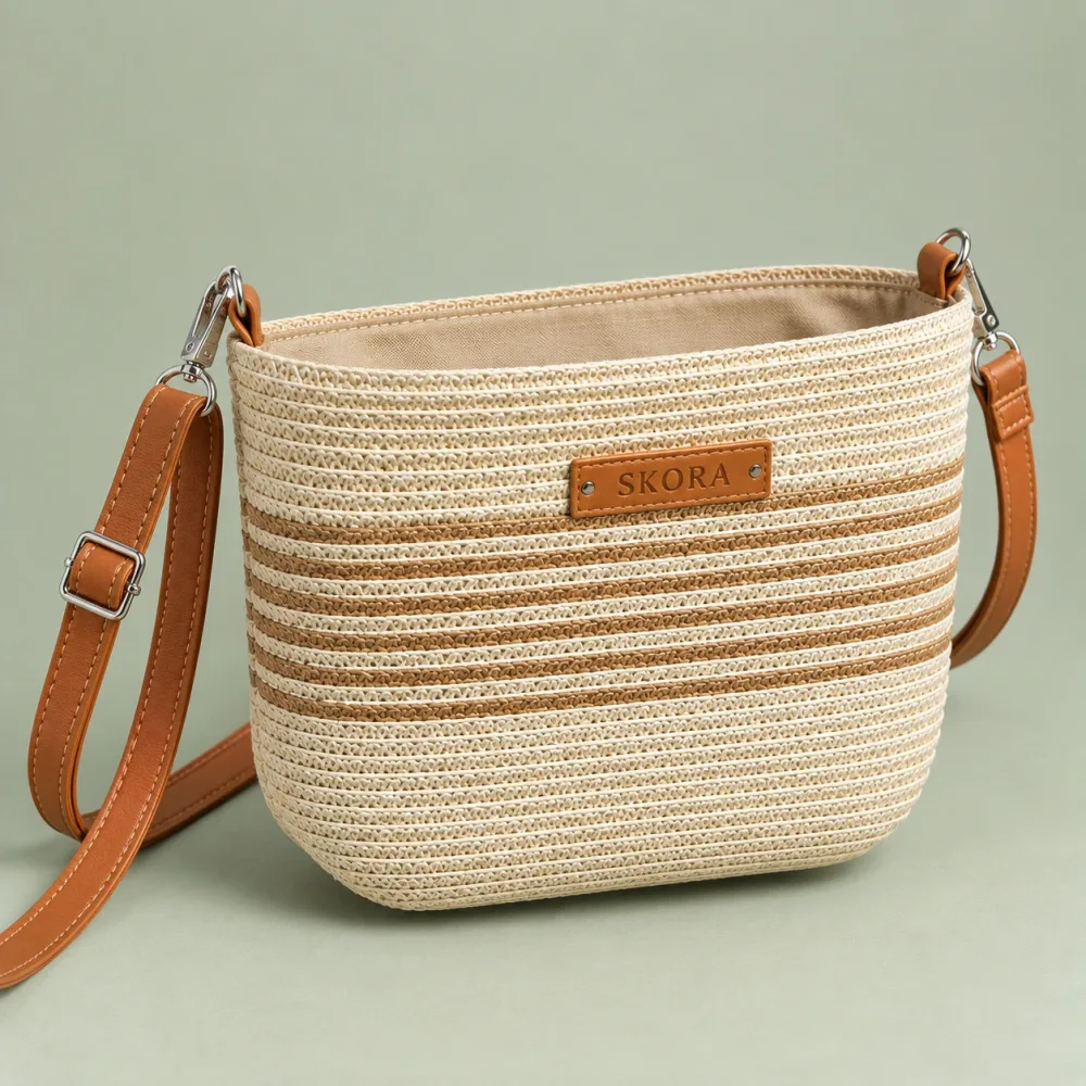 Cartera Skora Balde Rayas Cognac